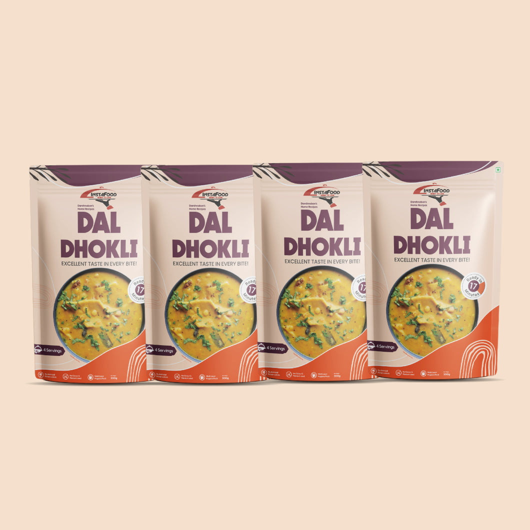 INSTAFOOD Dal Dhokli Ready to Cook 800 gm | Instant Food | Ready to Eat Meal | Just Add Water and Cook (pack of 4)
