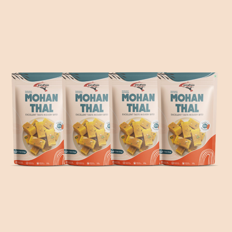 INSTAFOOD Mohan Thal Ready to Cook 800 gm | Instant Food | Ready to Eat Meal | Just Add Milk and Cook (pack of 4) - ShetaExports By Instafood
