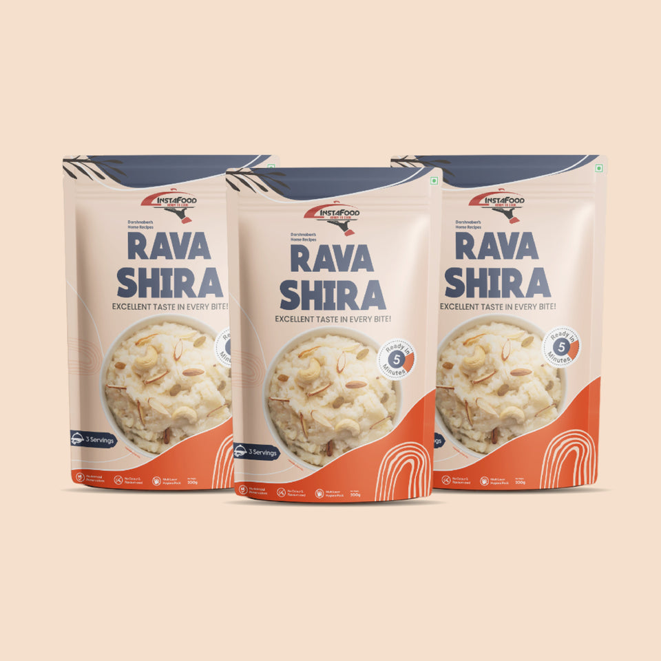 INSTAFOOD Rava Shira Ready to Cook 600 gm | Instant Food | Ready to Eat Meal | Just Add Water and Cook (pack of 3) - ShetaExports By Instafood